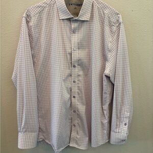 Twillory Classic Blue Gingham Dress Shirt with Pointed Collar